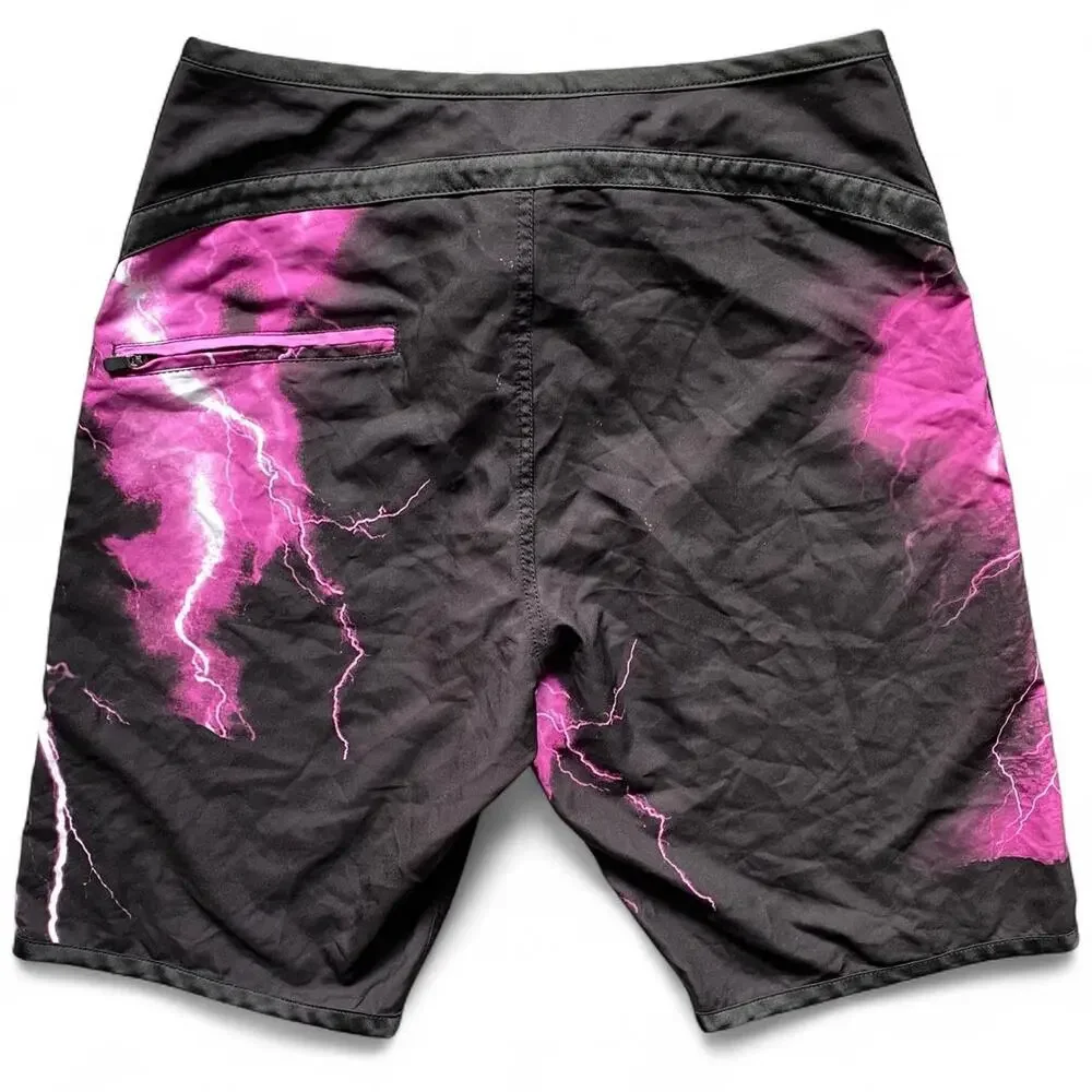 Men's Fox Racing purple lightning swim trunks, size 32